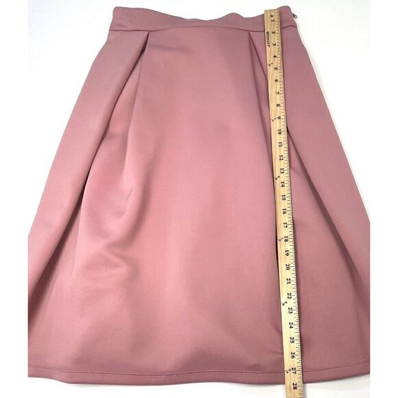 ASOS Womens SIZE 8 Blush Rose Pink Scuba Pleated Full Midi SKIRT Bow on Back EUC - Picture 4 of 7